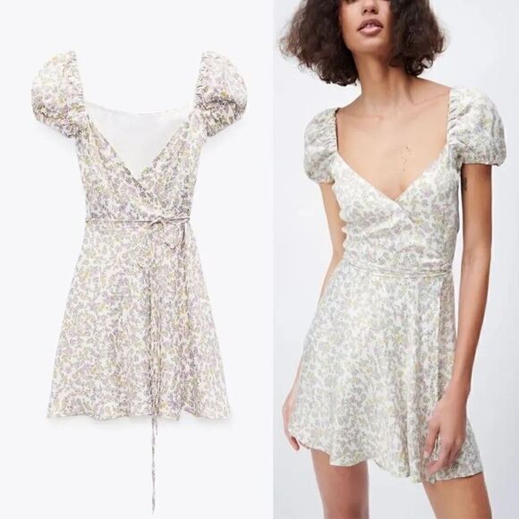 ZARA SATIN EFFECT PRINT DRESS - Picture 6 of 15